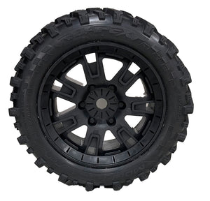 Roapex Morph Belted 8S Monster Truck Tires, Mounted on Black