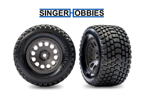 Traxxas Gray Rear Mini XRT Wheels w/ Gravix Tires (2)