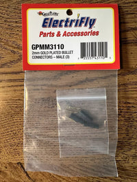 Electrifly 2mm GoldPlated  Bullet Connectors Male (3)