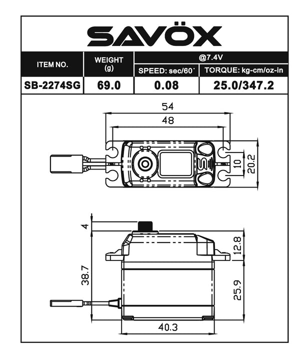 Savox Black Edition High Voltage Brushless Digital Servo 0.080s