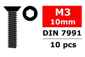 Team Corally Steel Screws M3x10mm-Hex Flat Head (10pcs)