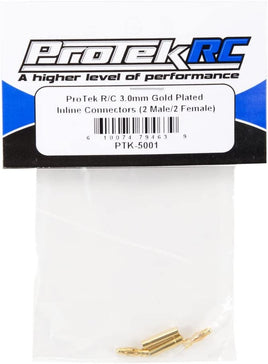 PTK5001 ProTek RC 3.0mm Gold Plated Inline Connectors (2 Male/2 Female)