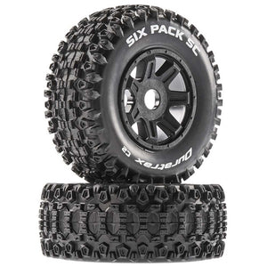 Duratrax Six Pack SC Mounted Soft Tires, Black 17mm Hex (2)