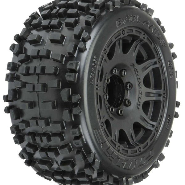 Pro-Line 1/8 Badlands F/R 3.8" MT Tires Mounted 17mm Blk Raid (2)