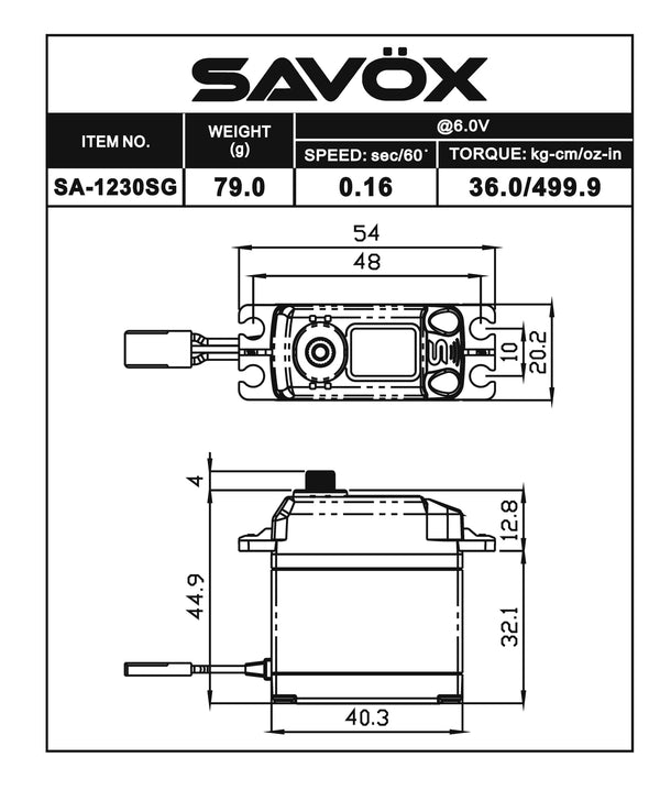 Savox Coreless Digital Servo 0.16/500 @6V