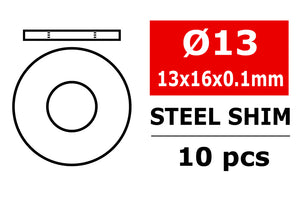 Team Corally Steel Metric Shim - 13x16x0.1mm - 10 pcs