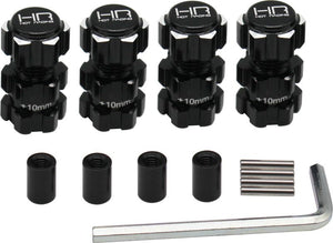 Hot Racing Aluminum 17mm Hex Hubs 10mm Offset Arrma 1/10 4S BLK