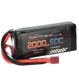 Power Hobby 2000mAh 7.4V 50C 2S LiPo Battery w/ Hardwired T-Plug