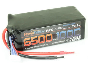 6500mAh 22.2V 6S 100C  LiPo Battery (no connector)