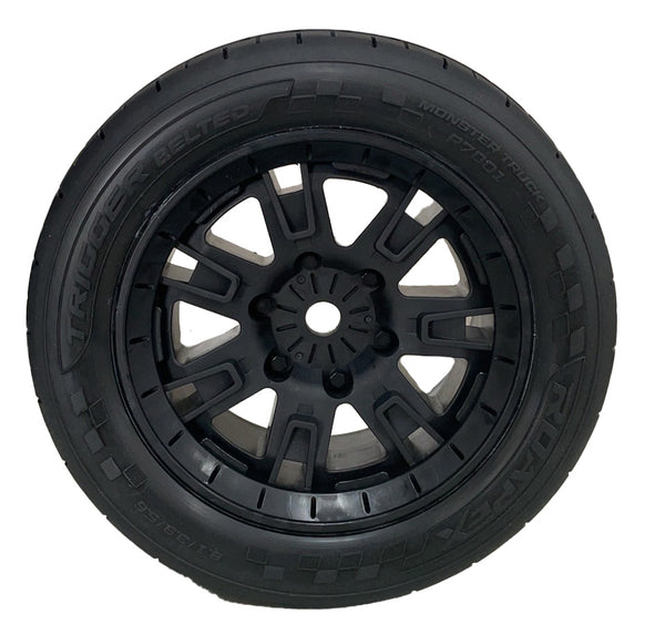 Roapex Trigger Belted 8S Monster Truck Tires, Mounted Black