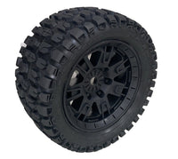 Roapex Tracker Belted 8S Monster Truck Tires, Mounted on Black
