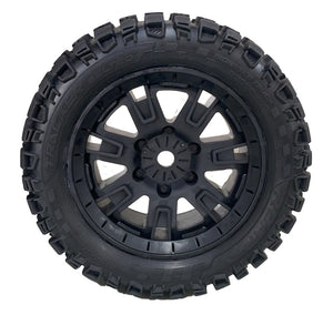 Roapex Tracker Belted 8S Monster Truck Tires, Mounted on Black