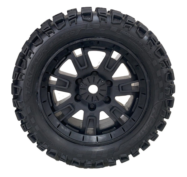 Roapex Tracker Belted 8S Monster Truck Tires, Mounted on Black