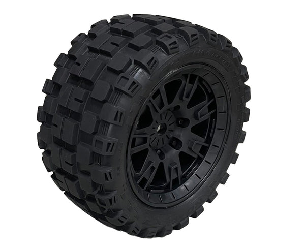Roapex Rhythm Belted 8S Monster Truck Tires, Mounted on Black