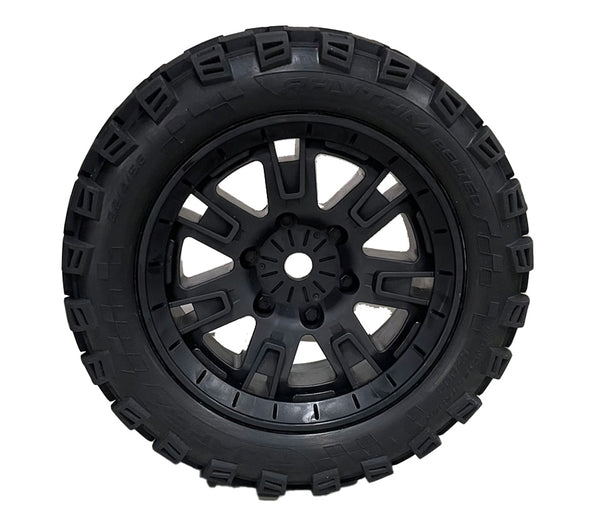 Roapex Rhythm Belted 8S Monster Truck Tires, Mounted on Black