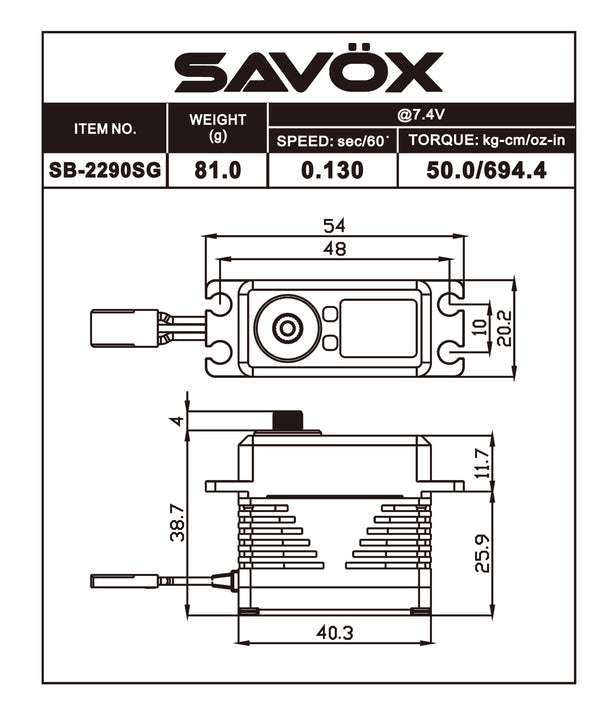 Savox Monster Torque, Black Edition Brushless Servo
