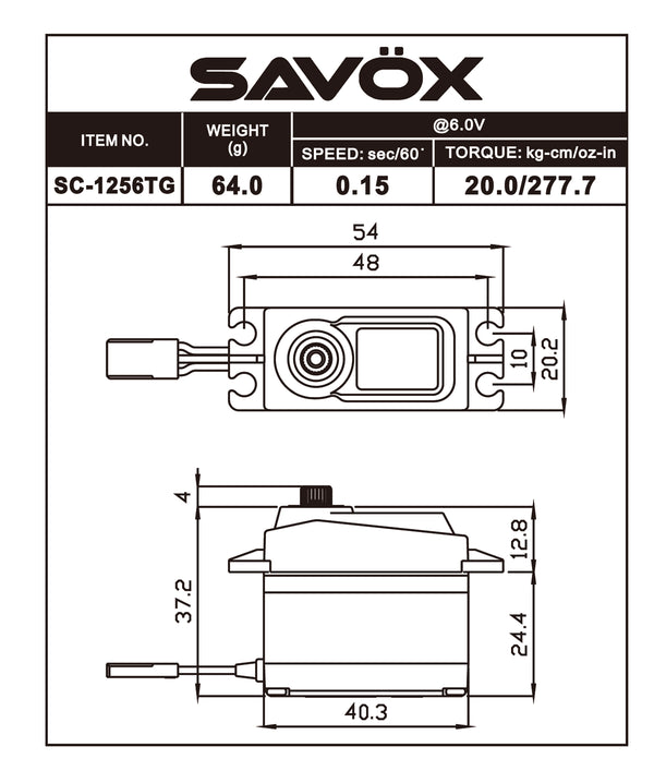 Savox Black Edition Standard Size Coreless Digital Servo .15/277