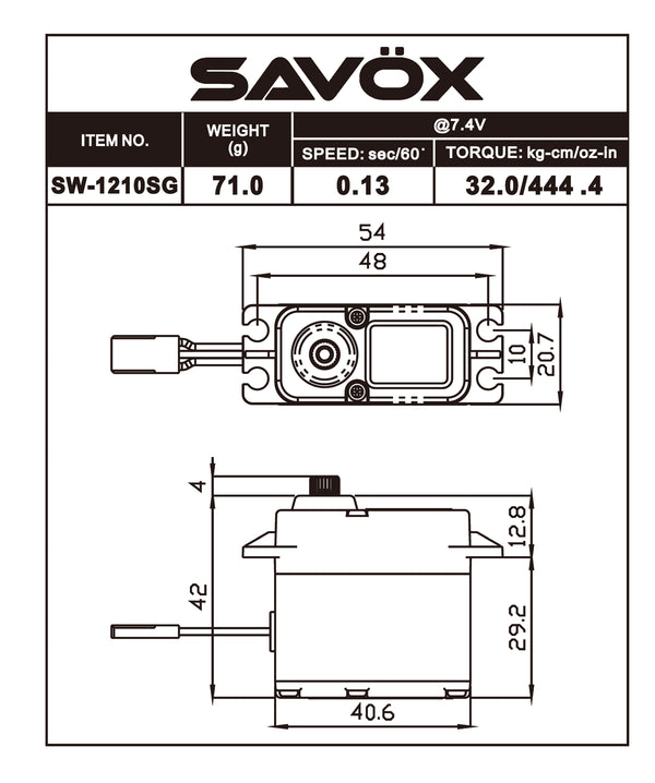 Savox Waterproof High Voltage Digital Servo 0.13sec / 444.4oz @ 7.4V